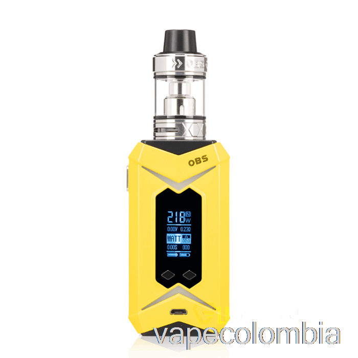 Vape Kit Completo Obs Bat 218w & Damo Starter Kit Mod Amarillo / Tanque Plateado